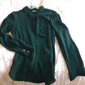 J Crew Silk Emerald Button Up